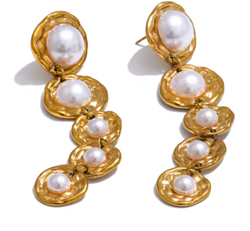Baroque Pearl Molten Gold Drop Earrings