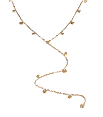 Butterfly Charm Long Drop Necklace
