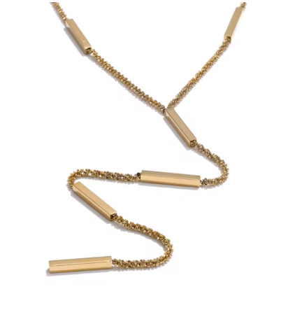 Geometric Bar Long Drop Lariat Necklace