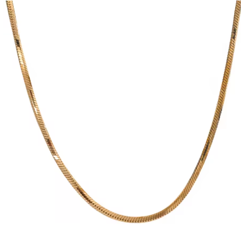 Sleek Long Herringbone Chain Necklace