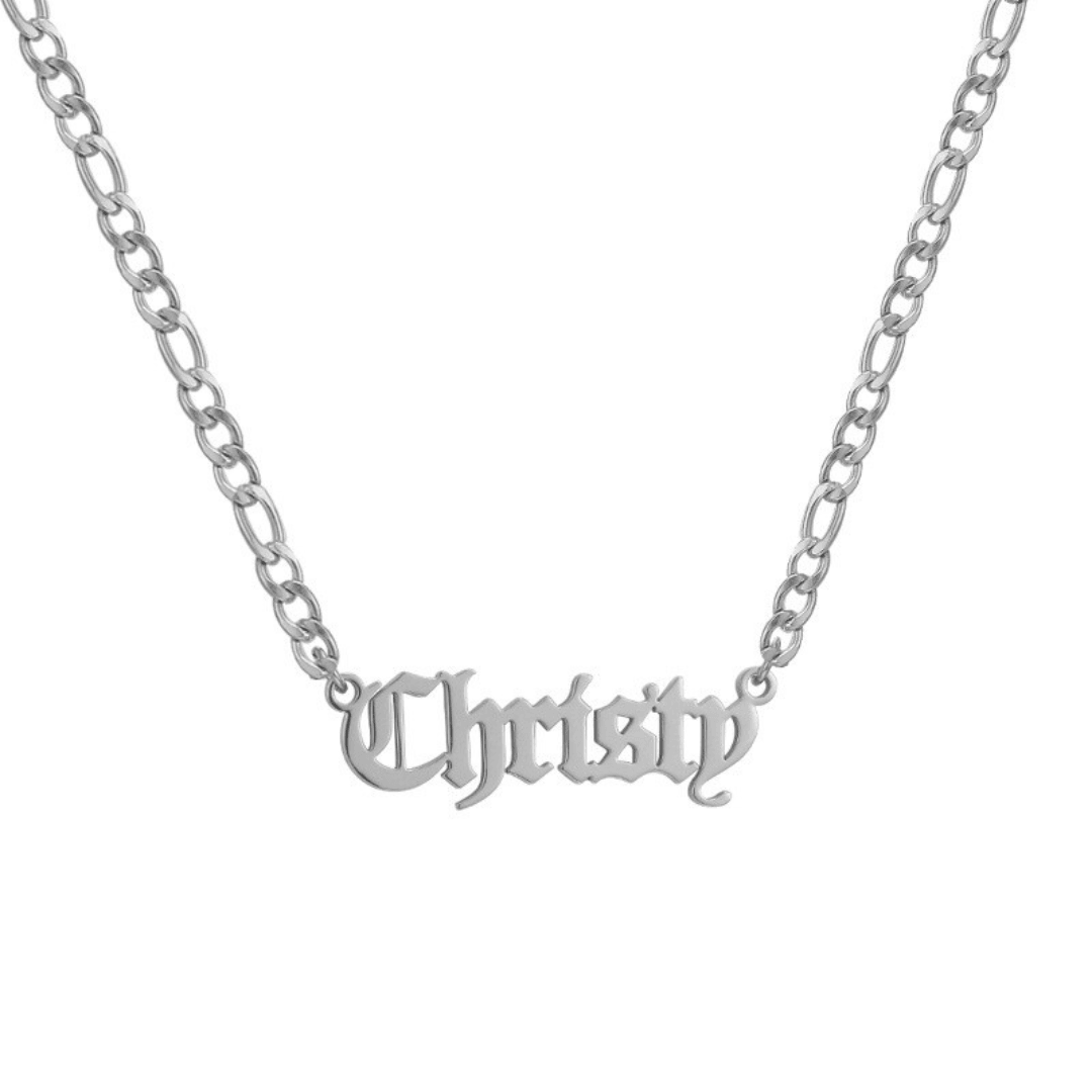 Evry Jewels Hub Custom/Personalized Nameplate Figaro Necklace