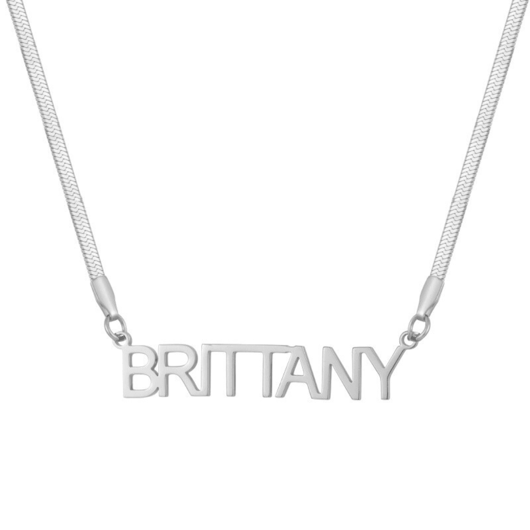 Evry Jewels Hub Custom/Personalized Herringbone Nameplate Necklace