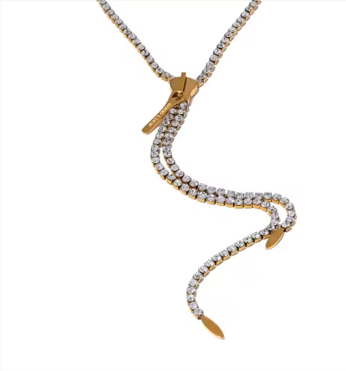 Crystal Zipper Lariat Necklace