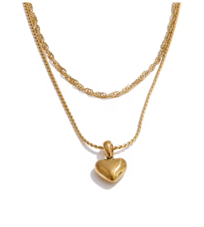 Layered Heart Pendant Necklace