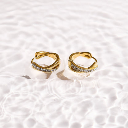 Crystal Twist Hoop Earrings