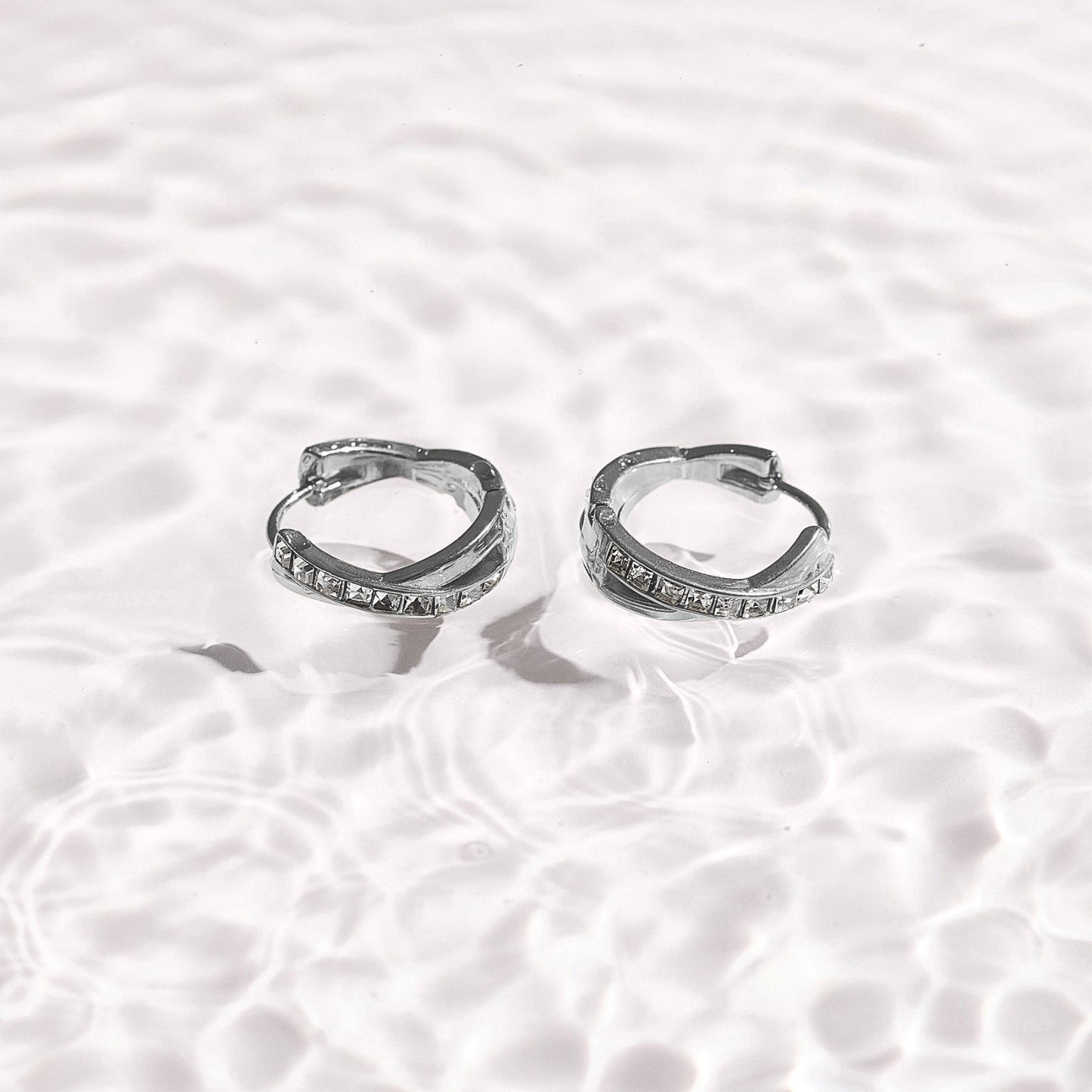 Crystal Twist Hoop Earrings