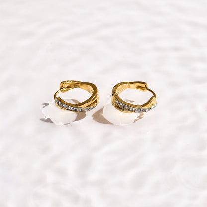 Crystal Twist Hoop Earrings