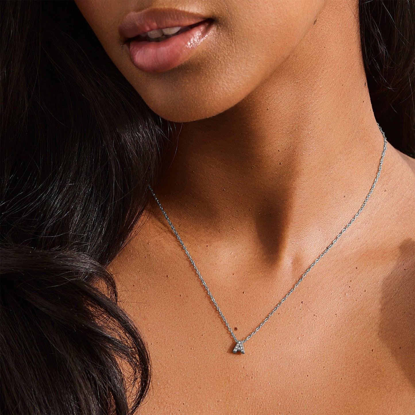 Crystal A Initial Necklace