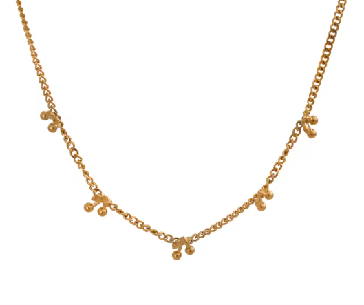 Dainty Gold Cherry Charm Chain Necklace