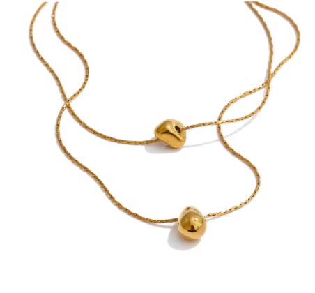 Sculptural Double Layer Pebble Necklace