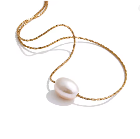 Natural Freshwater Baroque Pearl Slide Necklace