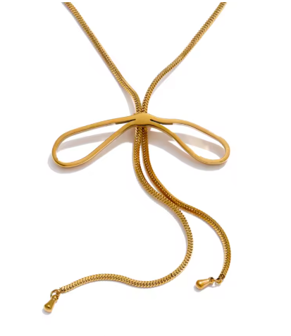 Movable Bow Knot Long Lariat Necklace