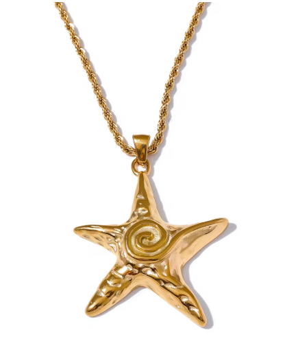 Textured Starfish Statement Pendant Necklace