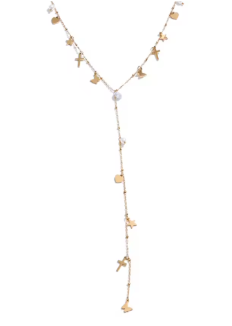 Charm Multi-Element Pearl Drop Y-Chain Necklace