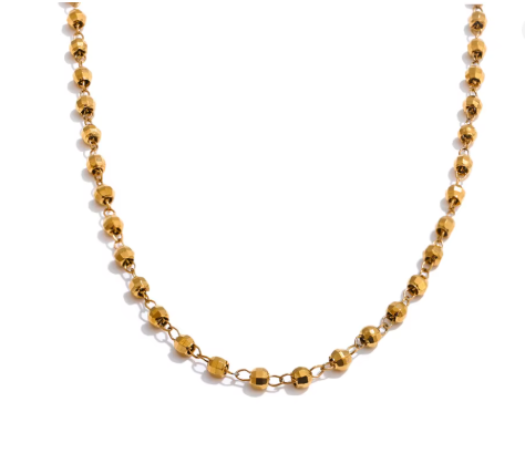 Faceted Metallic Bead Statement Collar Necklace
