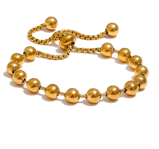 Bold Polished Globe Bead Adjustable Slider Bracelet