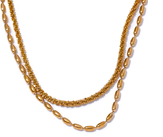 Double Layer Bead Chain Necklace