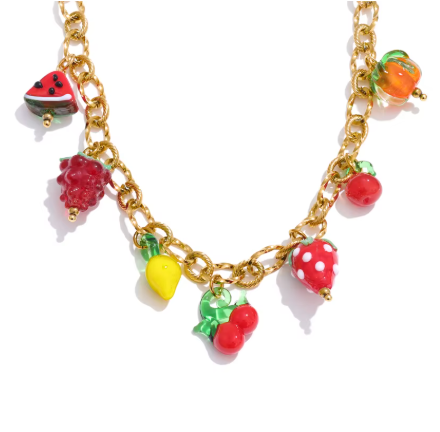 Glazed Fruit Charm Necklace