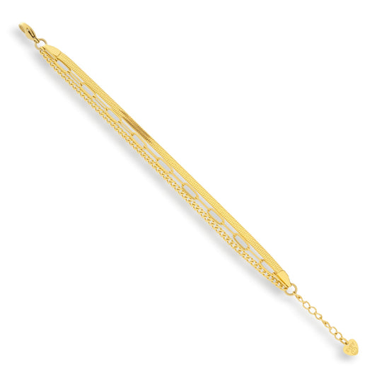 Triple Chain Mixed Link Bracelet