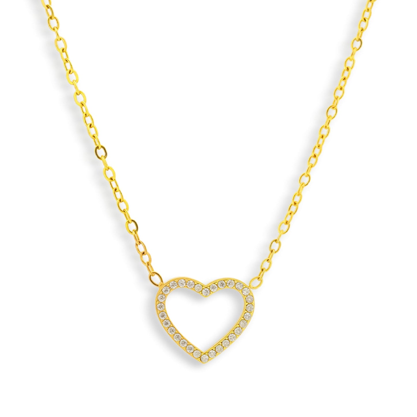 Crystal Heart Outline Necklace