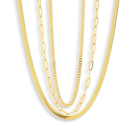 Triple Layer Chain Necklace Set