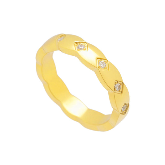 Twist Crystal Inset Ring