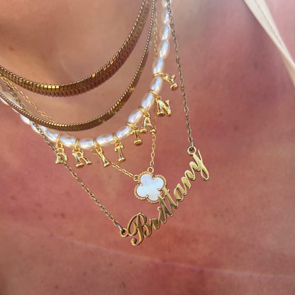 Evry Jewels Hub Custom/Personalized Bubble Letter Pearl Necklace
