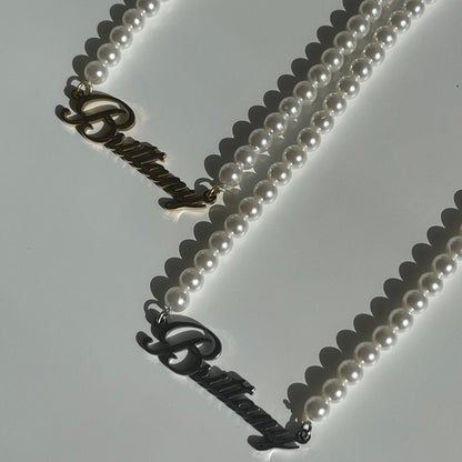 Evry Jewels Hub Custom/Personalized Pearl Nameplate Necklace
