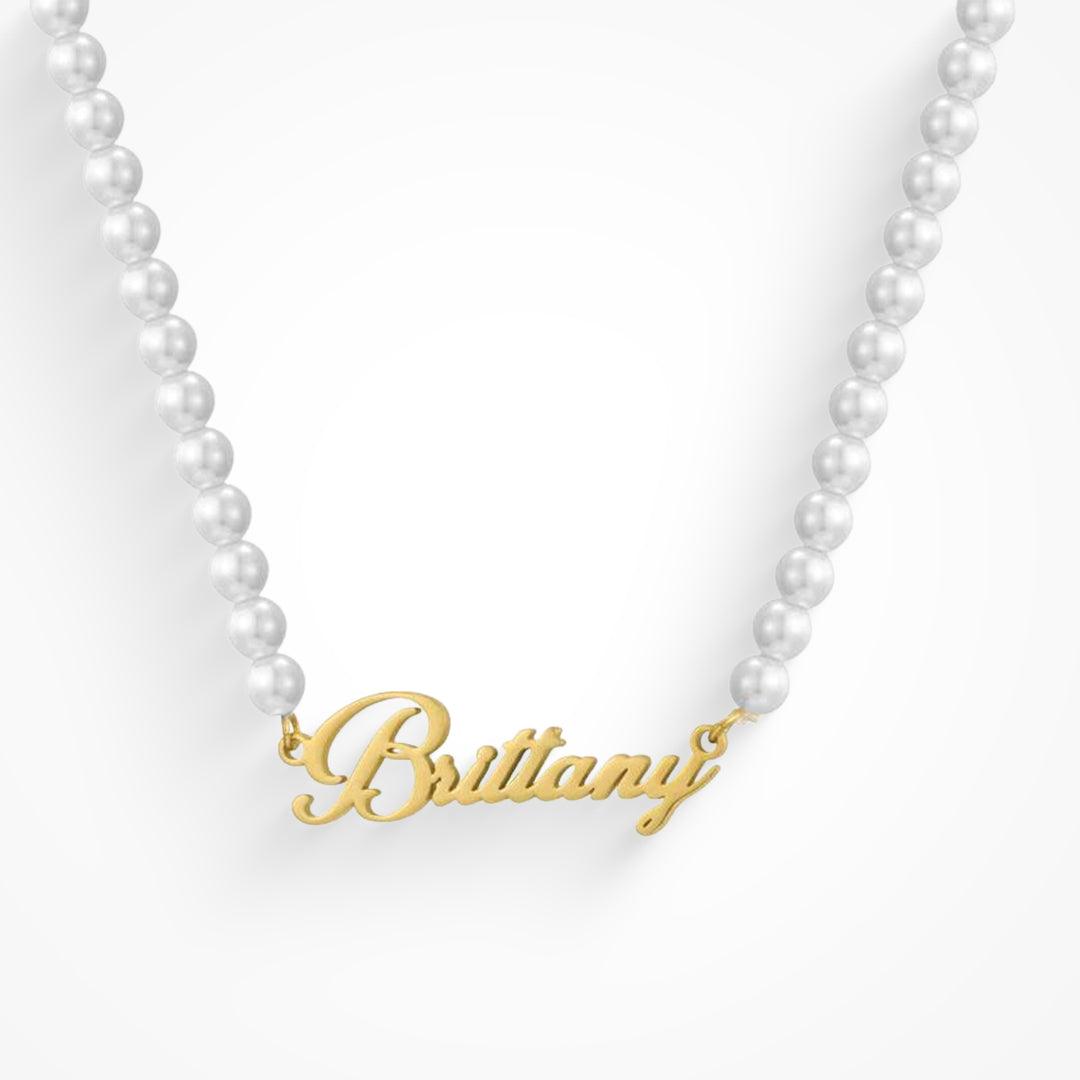Evry Jewels Hub Custom/Personalized Pearl Nameplate Necklace