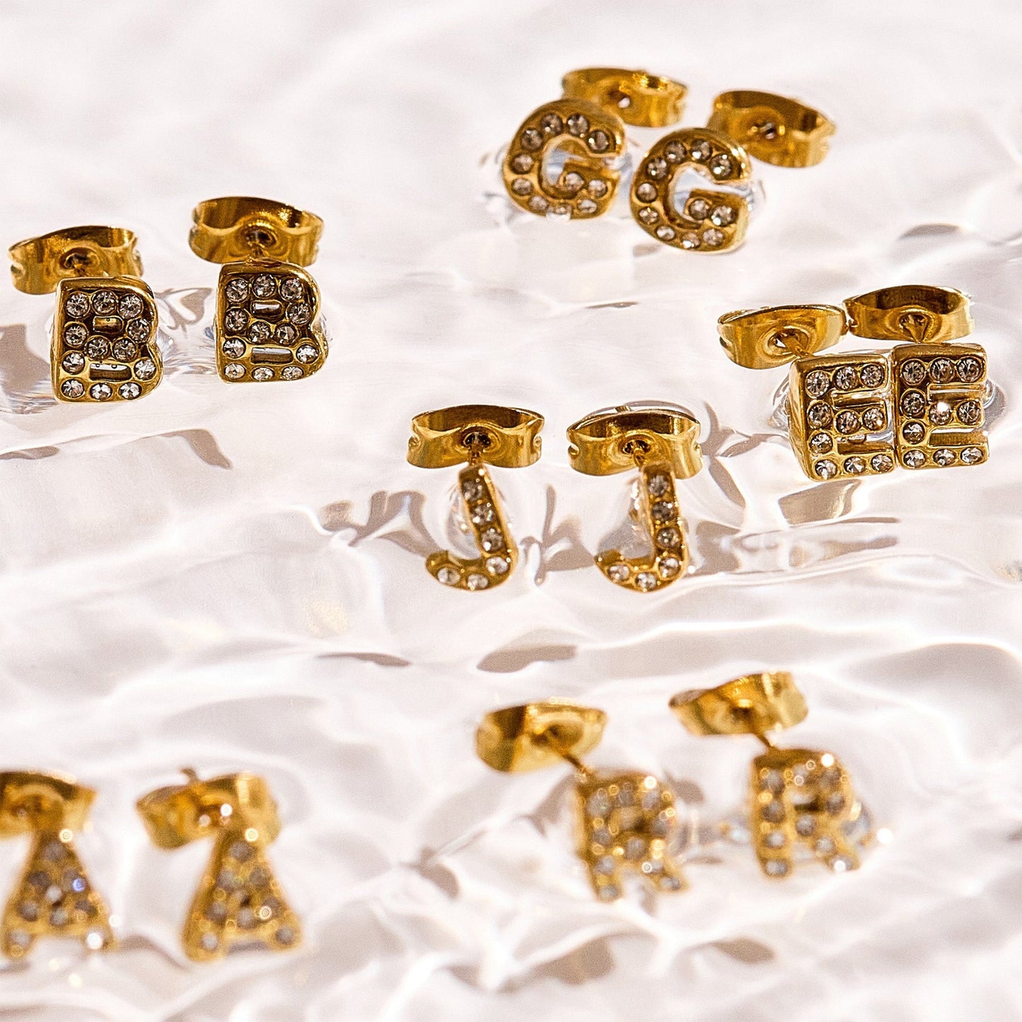 Crystal Initial Stud Earrings