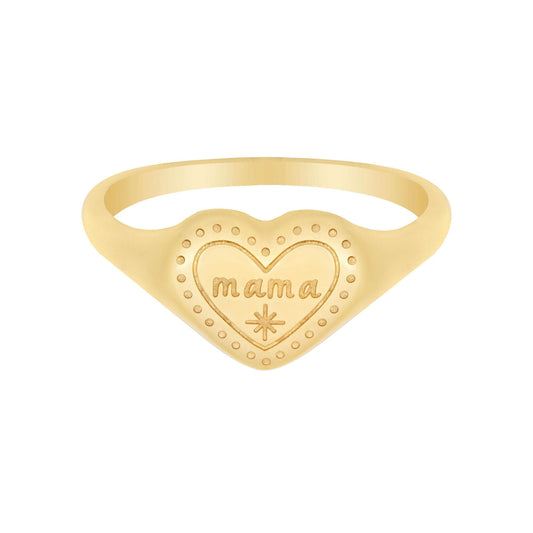 Engraved Heart Mama Ring
