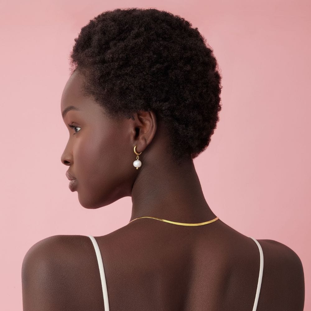 Coral Pearl Hoop Earrings