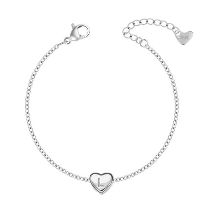 Dainty Heart Initial Bracelet