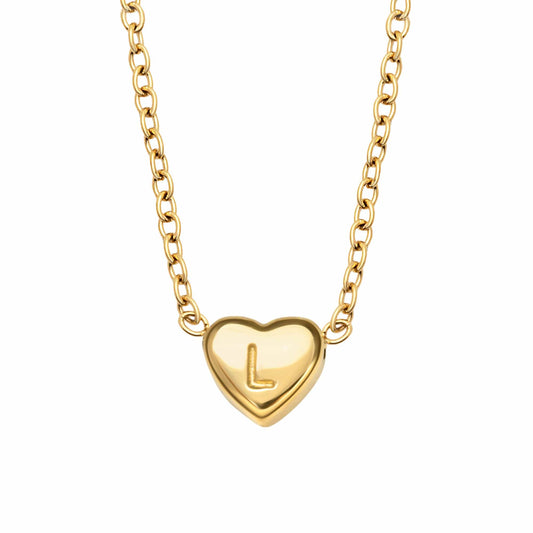 Dainty Heart Initial Necklace
