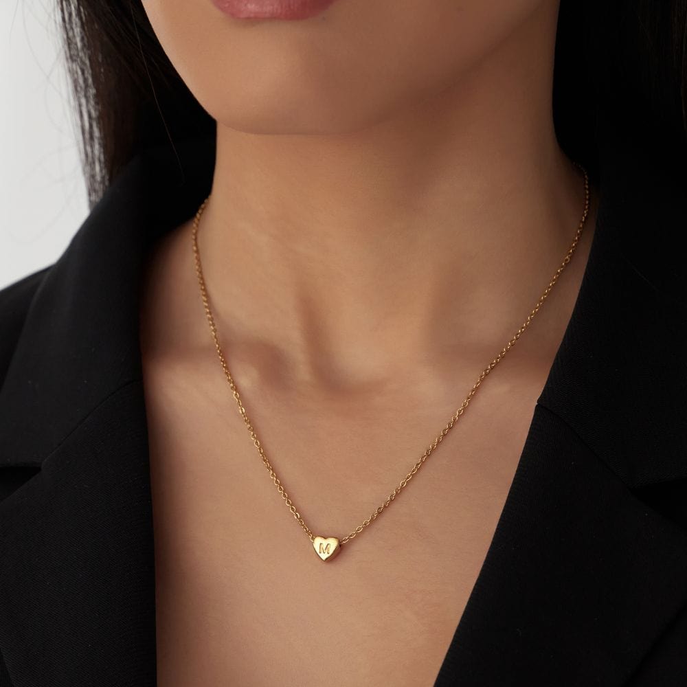 Dainty Heart Initial Necklace