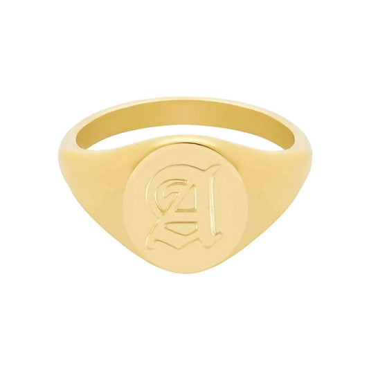Dolce Initial Signet Ring Gold