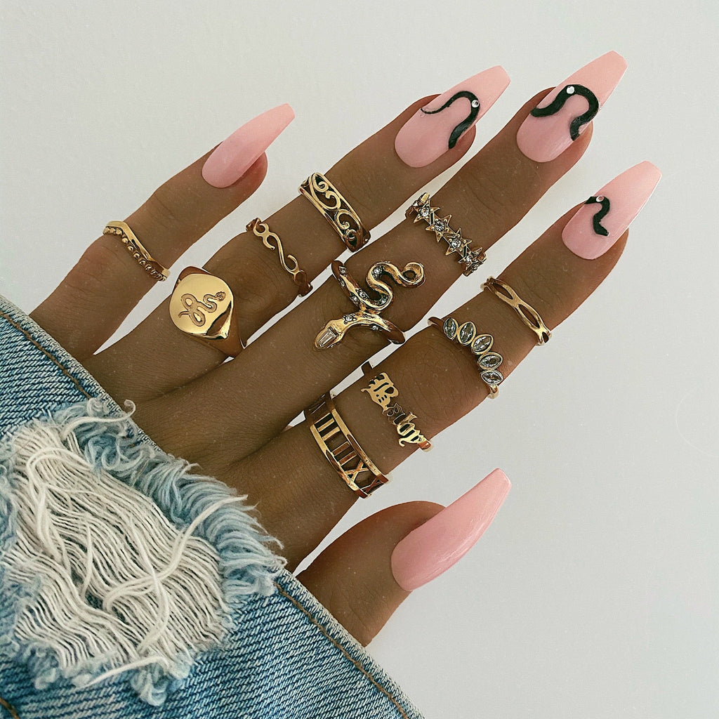 Embellished Snake Signet Ring