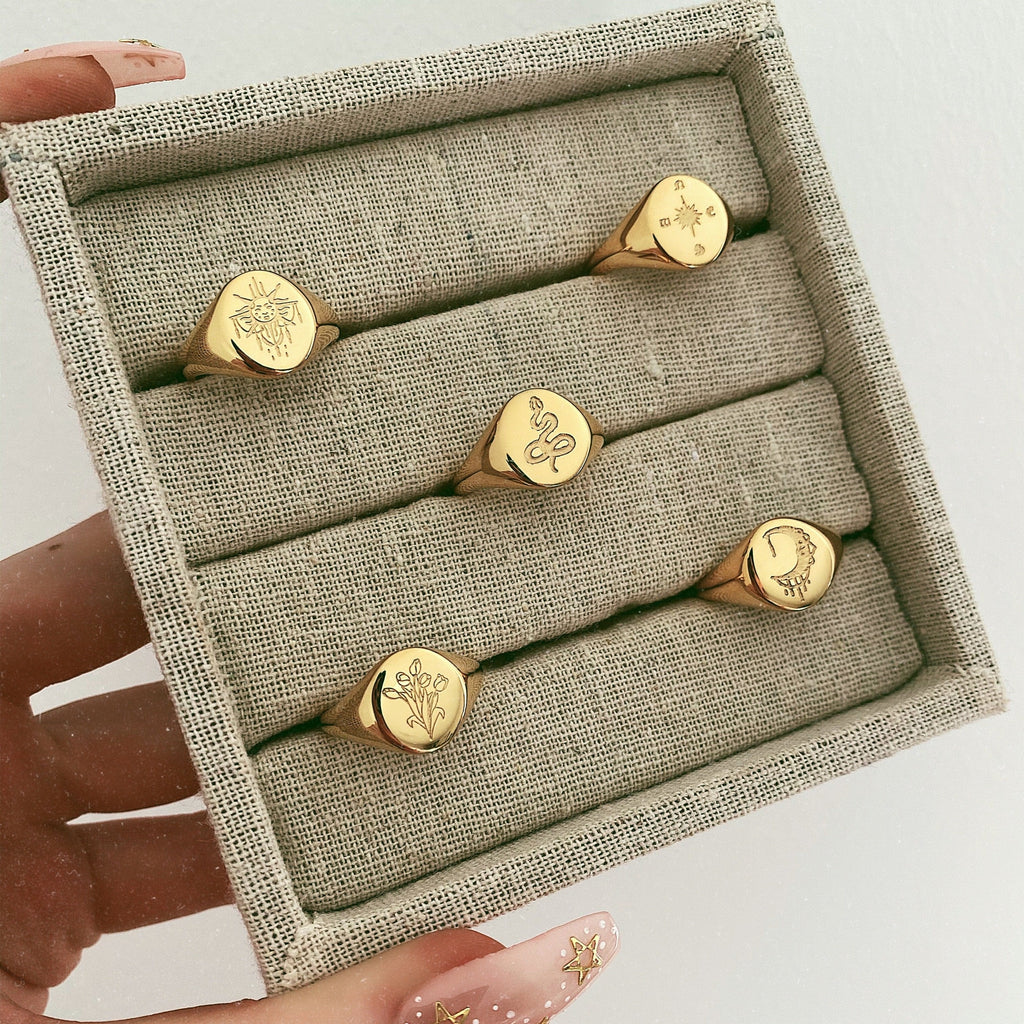 Embellished Snake Signet Ring