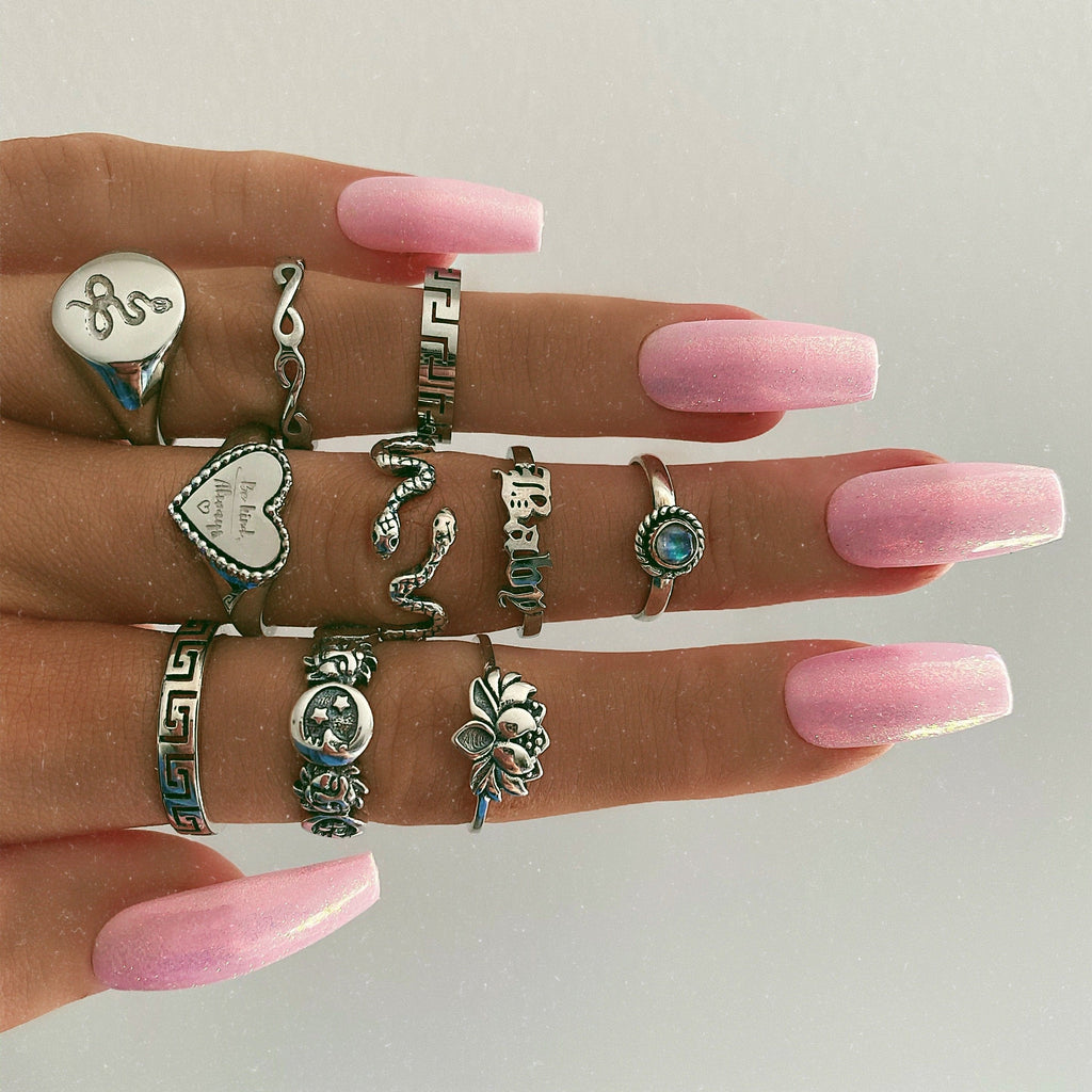 Embellished Snake Signet Ring