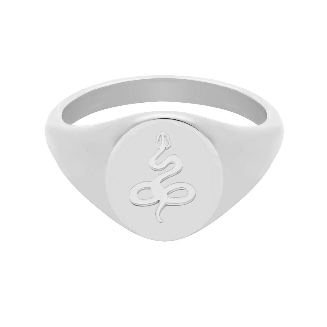 Embellished Snake Signet Ring