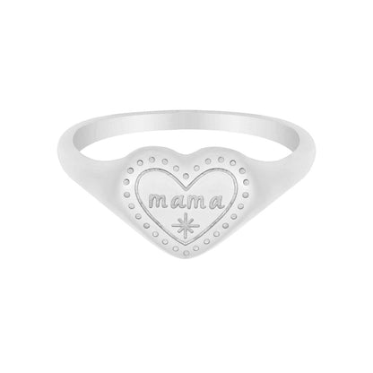 Engraved Heart Mama Ring