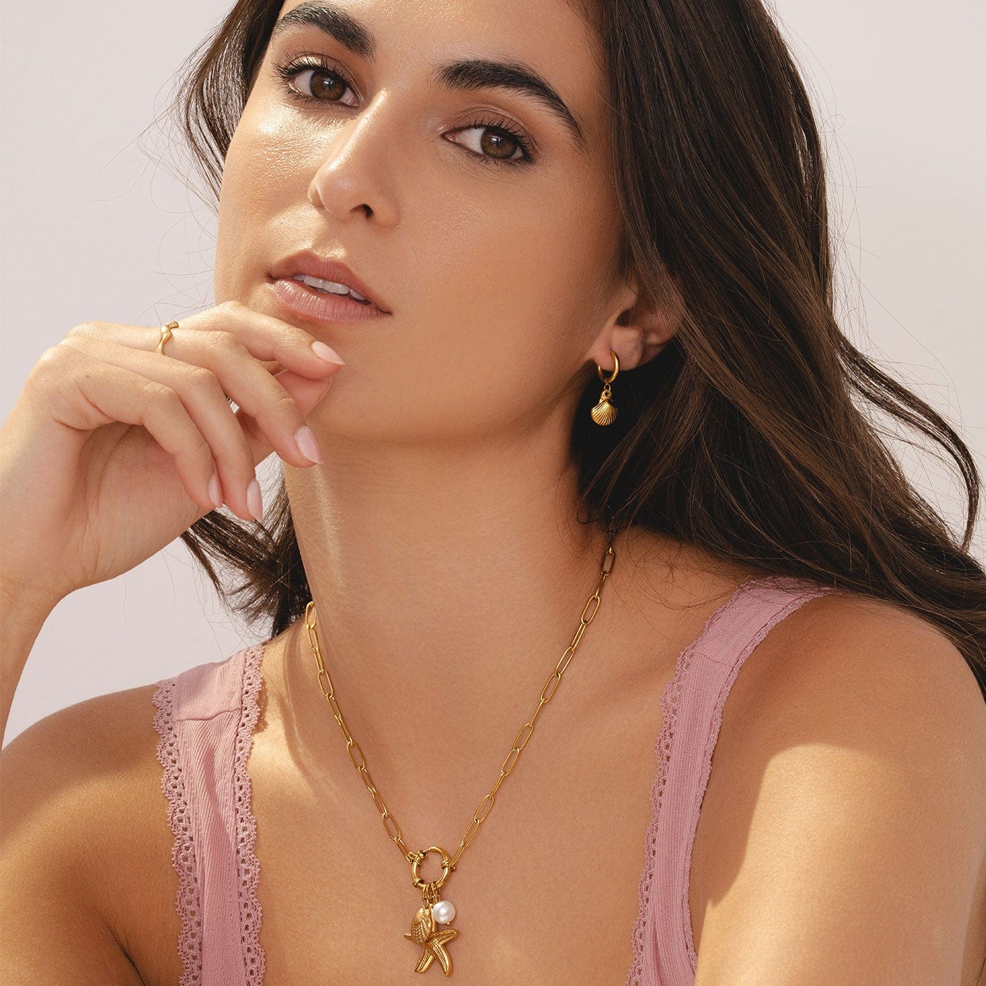 Flavia Shell Hoop Earrings