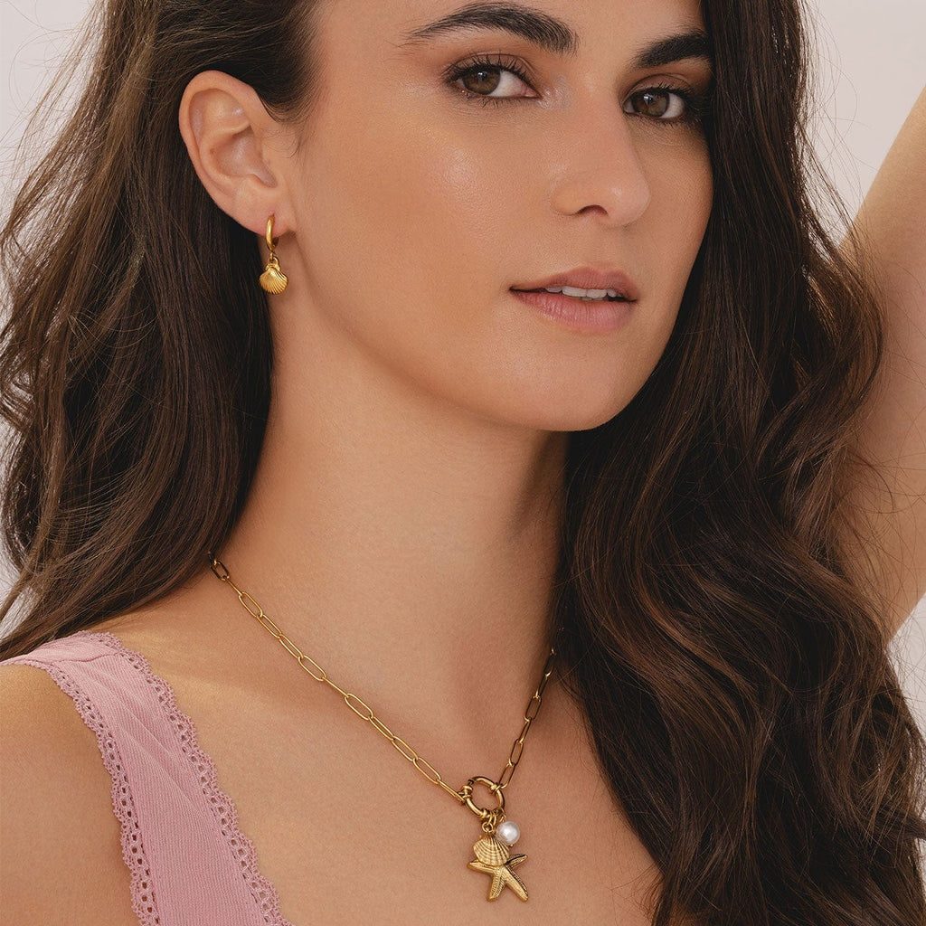 Flavia Shell Hoop Earrings