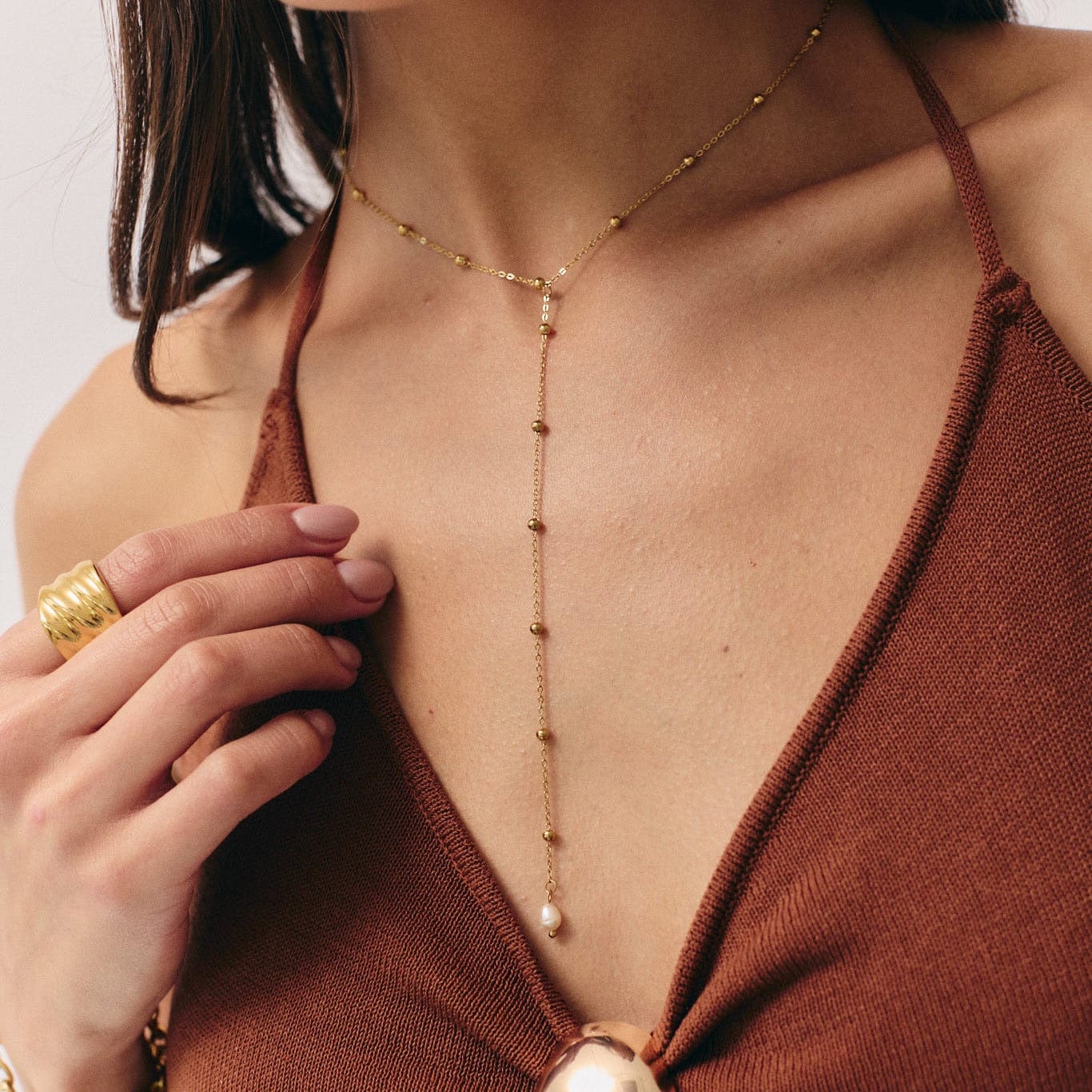 Golden Hour Lariat Choker / Necklace