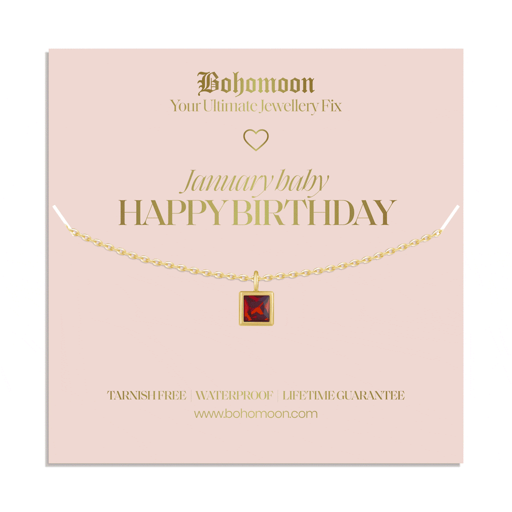 Happy Birthday Birthstone Necklace