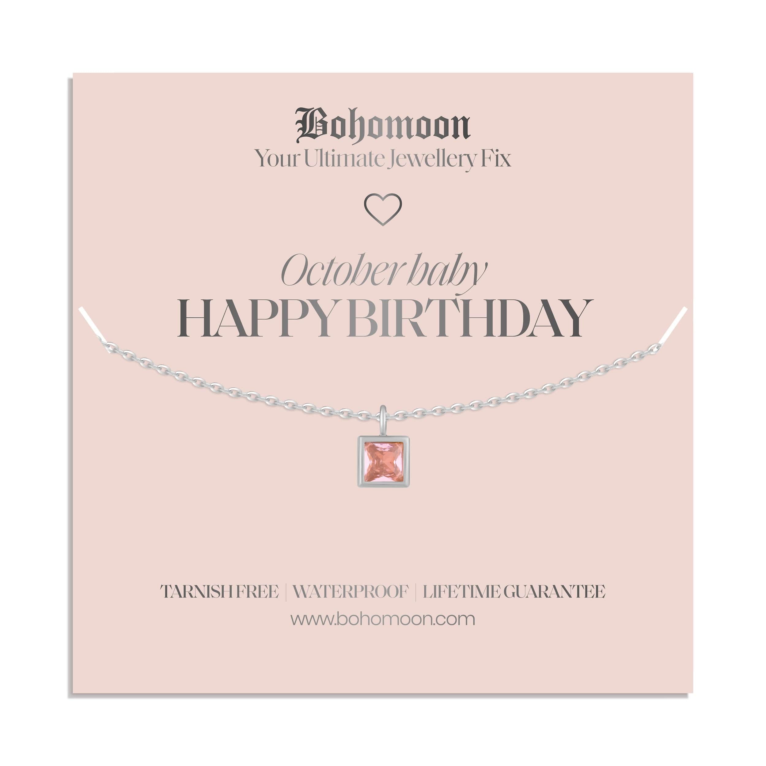 Happy Birthday Birthstone Necklace