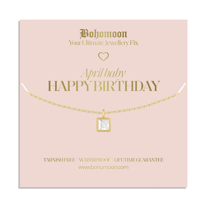 Happy Birthday Birthstone Necklace