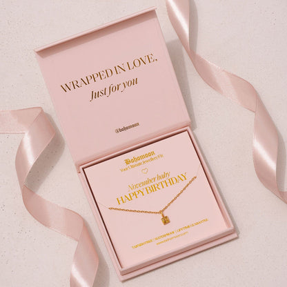 Happy Birthday Birthstone Necklace