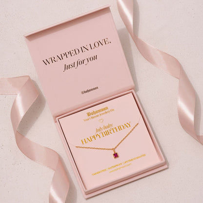 Happy Birthday Birthstone Necklace