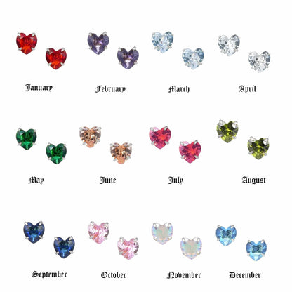 Heart Birthstone Earrings